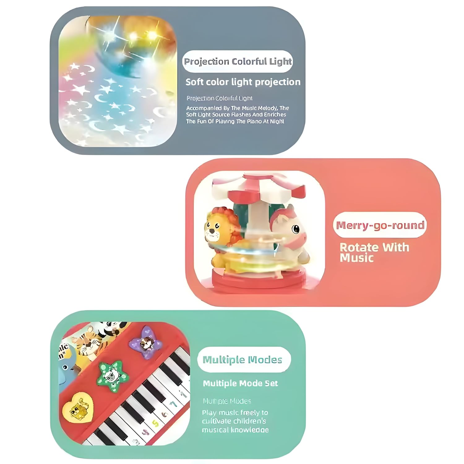 Animal Concert Musical Piano for Kids – Rotary Electronic Organ with Lights & Sound