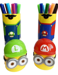 Minions Shaped Sketch Pen-Pencil Box Included with 12 Sketch Pen Set for School Kids (Multicolor)
