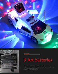 3D Light and Sound Police Car Toy for Kids – Bump and Go Action Vehicle
