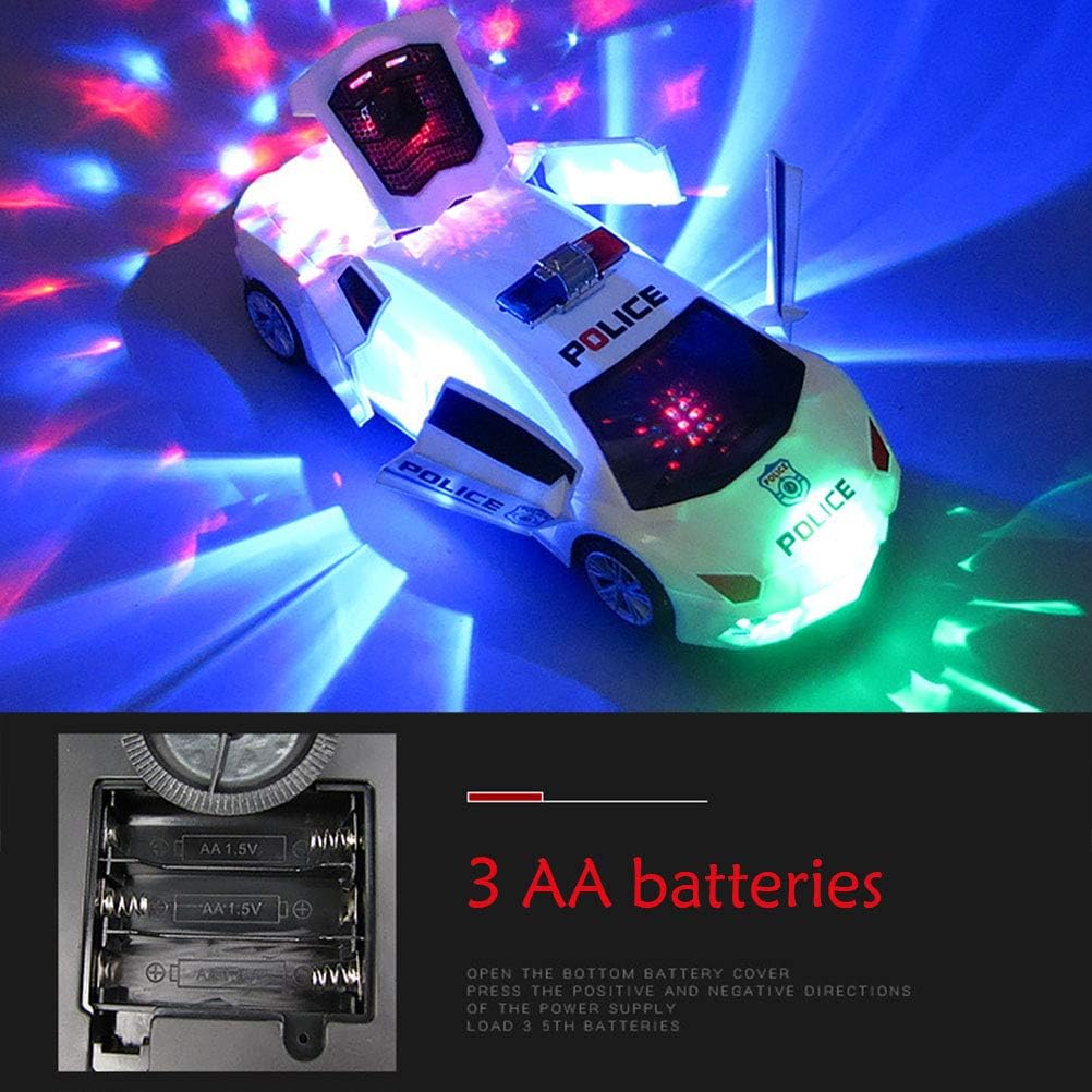 3D Light and Sound Police Car Toy for Kids – Bump and Go Action Vehicle