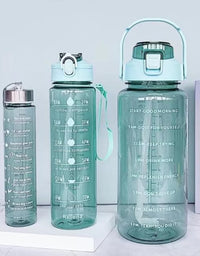 3 in 1 Transparent Water Bottle (2000ML, 900ML, 300ML with Motivational Design
