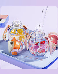 Cartoon Earphone Bear Water Bottle For Kids
