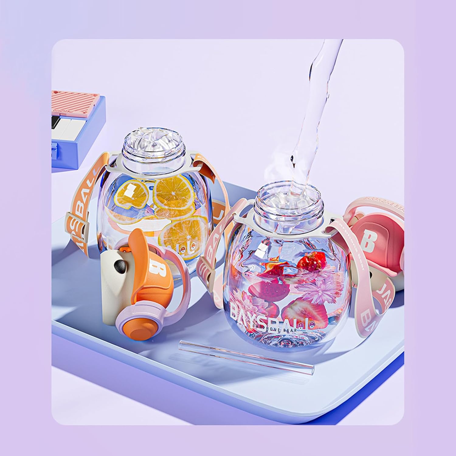 Cartoon Earphone Bear Water Bottle For Kids