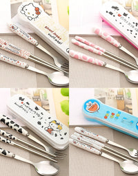 Portable Stainless Steel Cutlery Set – Spoon, Fork & Chopsticks with Case
