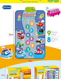 Musical Mat for Kids Ages 3+ - Marin Animals | Baby Piano Play Mat with 8 Vehicle Sounds | Interactive Musical Keyboard Early Learning Toy
