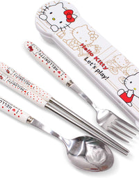 Portable Stainless Steel Cutlery Set – Spoon, Fork & Chopsticks with Case
