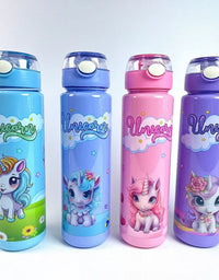 Unicorn Printed Kids Water Bottle – Leakproof & Stylish Sipper
