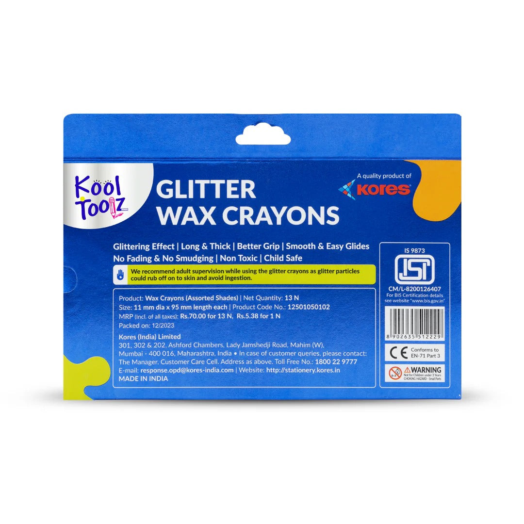 Kores Glitter Wax Crayons 12+1
