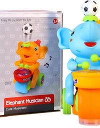 Cute Elephant Toy with Ball on Nose & Dazzling Light Drum Sound

