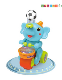 Cute Elephant Toy with Ball on Nose & Dazzling Light Drum Sound
